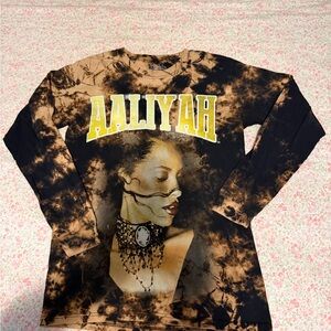 Aaliyah Graphic Tie-Dye Long Sleeve Tee - Black & Brown